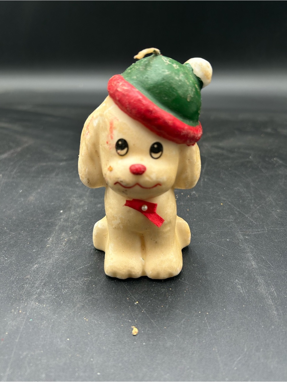 Vintage Christmas puppy dog candle